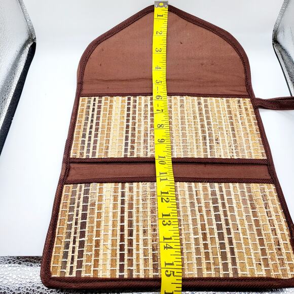 Straw Woven Tan Brown Trifold Envelope Clutch Wallet Size Small Unbranded - Picture 8 of 10